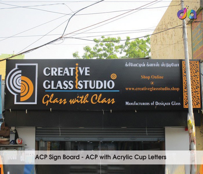 ACP Sign Board | dharshan adss | led cup letters | metal letters | name plates | sign board manufacturer in Chennai