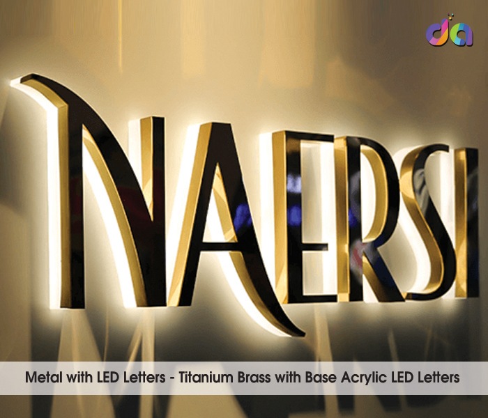 Metal Letter with LED | dharshan adss | led cup letters | metal letters | name plates | sign board manufacturer in Chennai