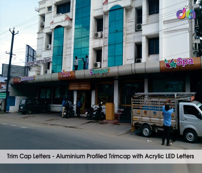 Trim Cap LED | dharshan adss | led cup letters | metal letters | name plates | sign board manufacturer in Chennai