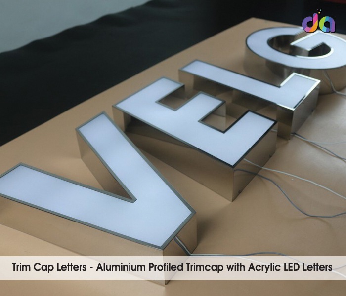 Trim Cap LED | dharshan adss | led cup letters | metal letters | name plates | sign board manufacturer in Chennai